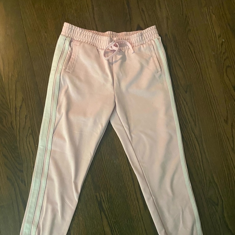Justice Light Pink Fleece Striped Joggers